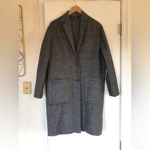 All Saints plaid coat black and white
